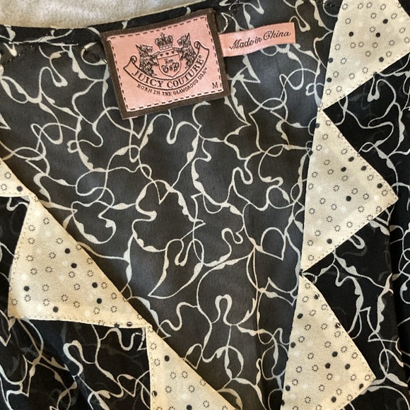 Juicy Couture Black and Cream Abstract Patterned Silk Dress - Picture 3 of 5